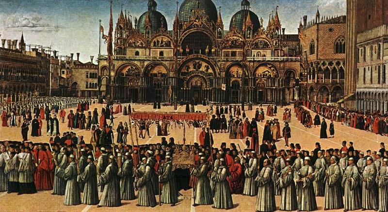 BELLINI, Gentile Procession in Piazza S. Marco Germany oil painting art